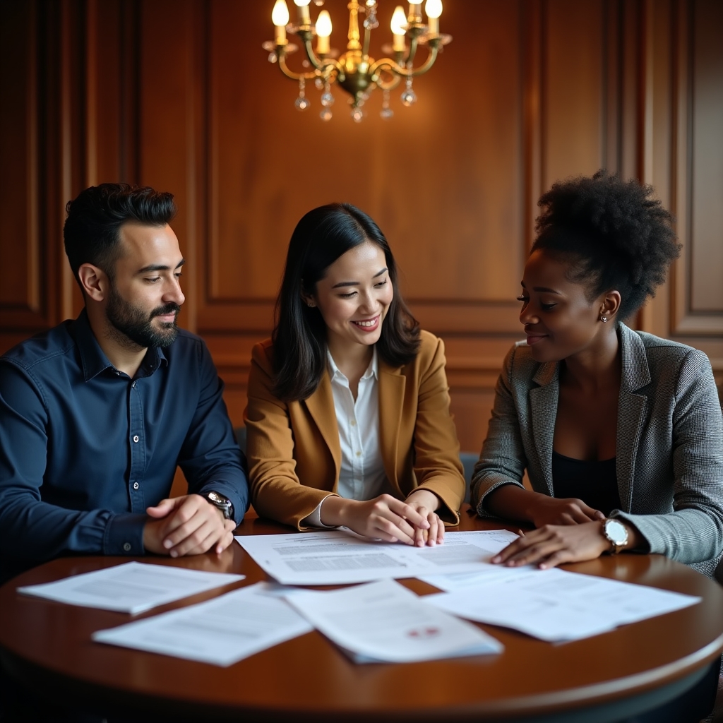 Equipo de profesionales analizando una negociación reciente en una sesión de trabajo